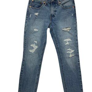Levi's 511 Distressed Light Wash Jeans Raw Frayed